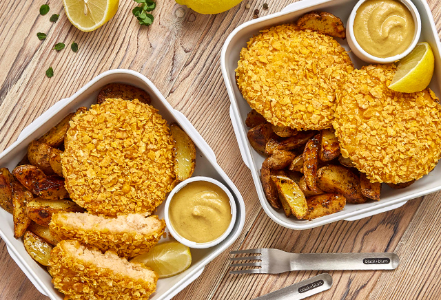 salmon patty with corn flakes breading